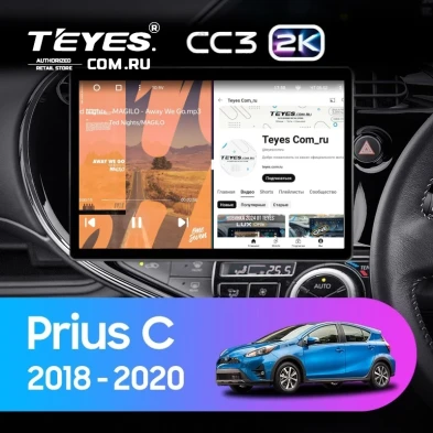 Штатная магнитола Teyes CC3 2K 4/32 Toyota Prius C (2018-2020) Правый руль (13")
