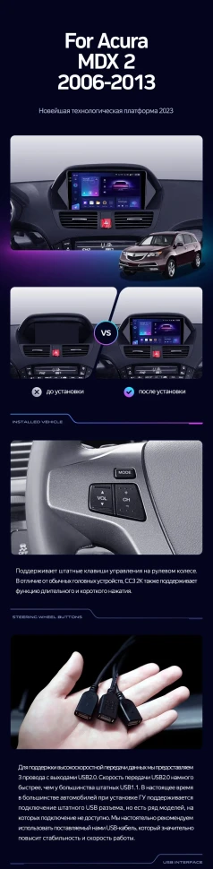 Штатная магнитола Teyes CC3 2K 4/64 Acura MDX YD2 (2006-2013)