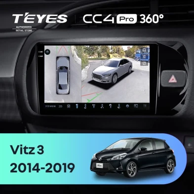 Штатная магнитола Teyes CC4 Pro 360 8/128 Toyota Vitz III XP130 (2014-2019) Правый руль